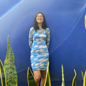 UO sky and clouds mesh dress